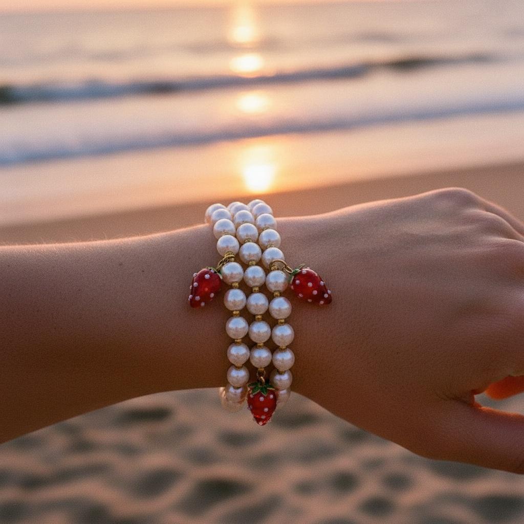 „Liravella“ 3er Strawberry In Pearl Armband