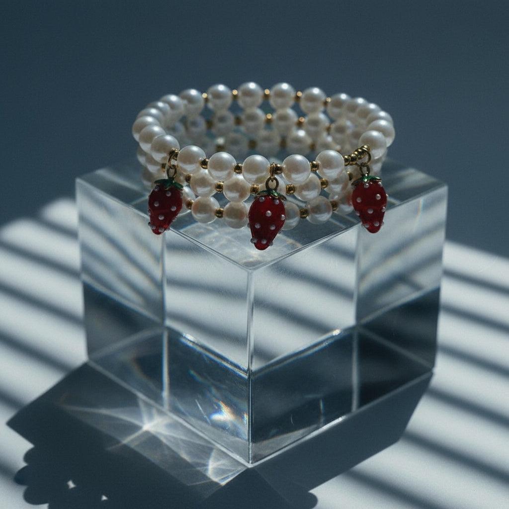 „Liravella“ 3er Strawberry In Pearl Armband