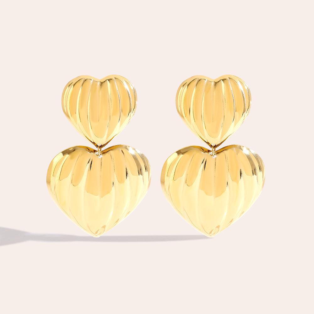 „Loranellaa“ Two Super Bright Hearts Ohrringe-Goldharmonie