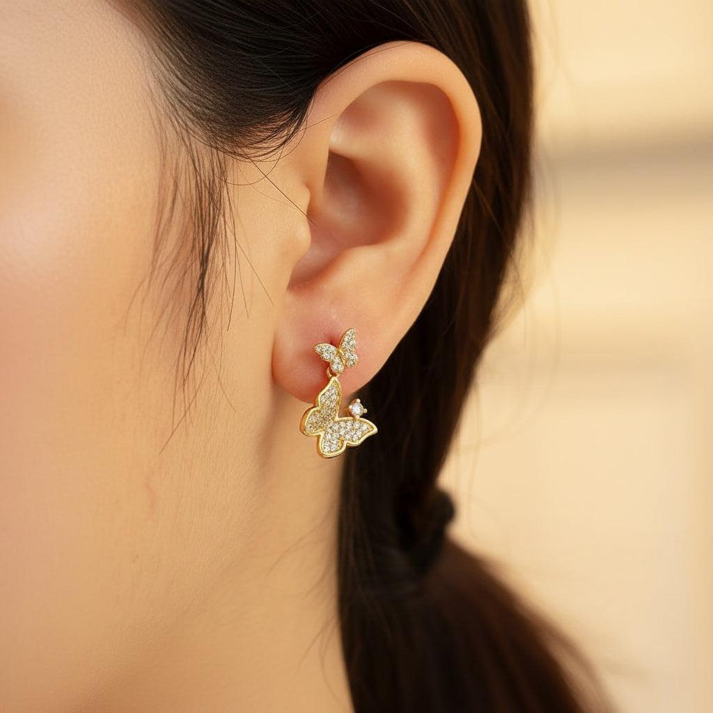 „Loravella“ Sparkling Butterfly Vergoldete Ohrringe