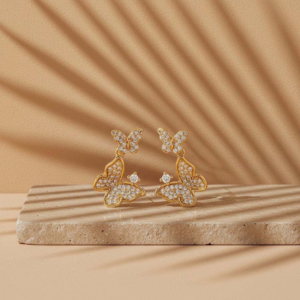 „Loravella“ Sparkling Butterfly Vergoldete Ohrringe