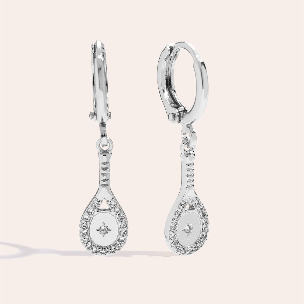 „Lumirivaa“ Diamonds Tennis Racket Vergoldete Ohrringe