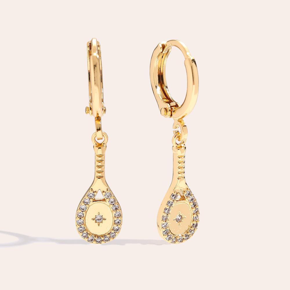 „Lumirivaa“ Diamonds Tennis Racket Vergoldete Ohrringe-Goldharmonie