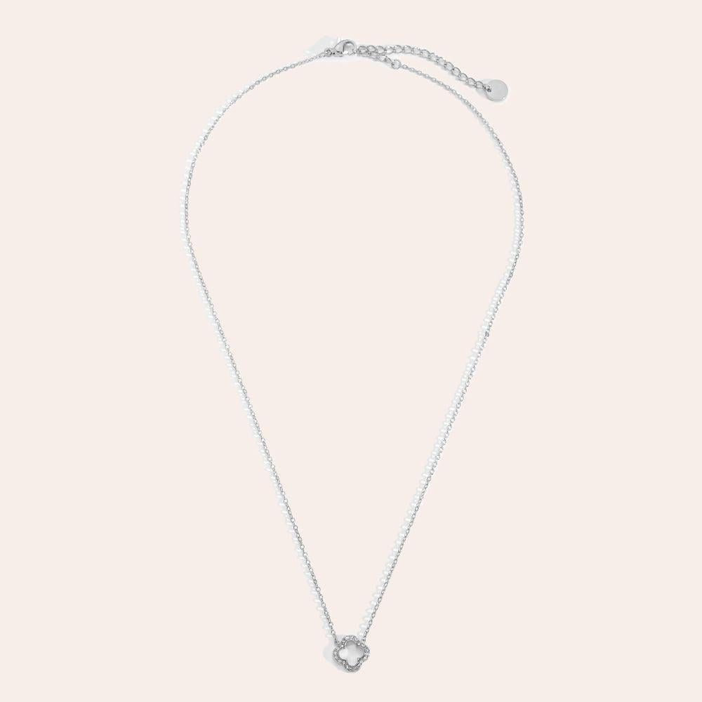 "Lunaraea" 3D Diamond Hollow Clover Edelstahl Halskette