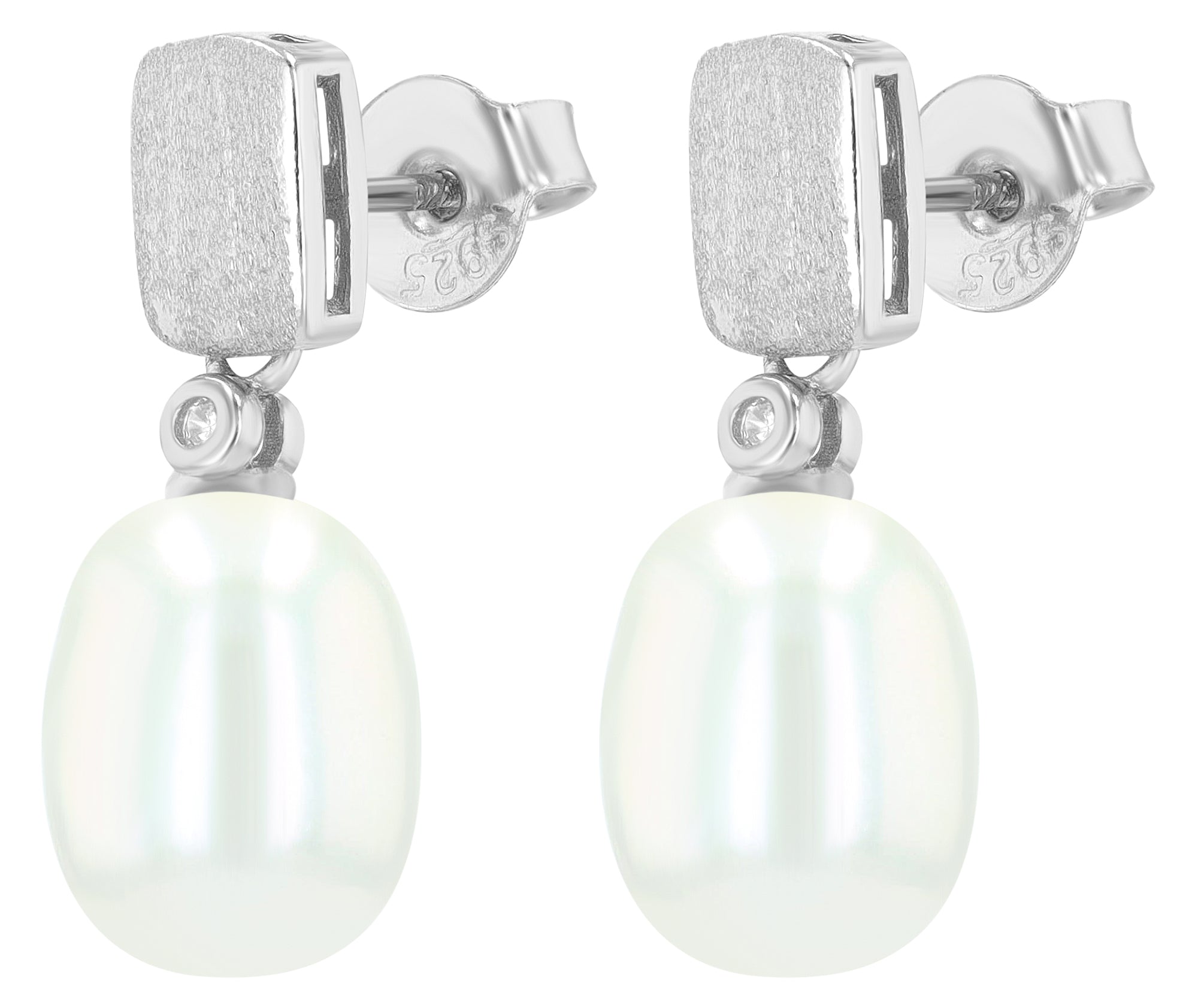 „Lunari“ – Ohrstecker aus 925er Silber mit Süßwasserperle & Zirkonia