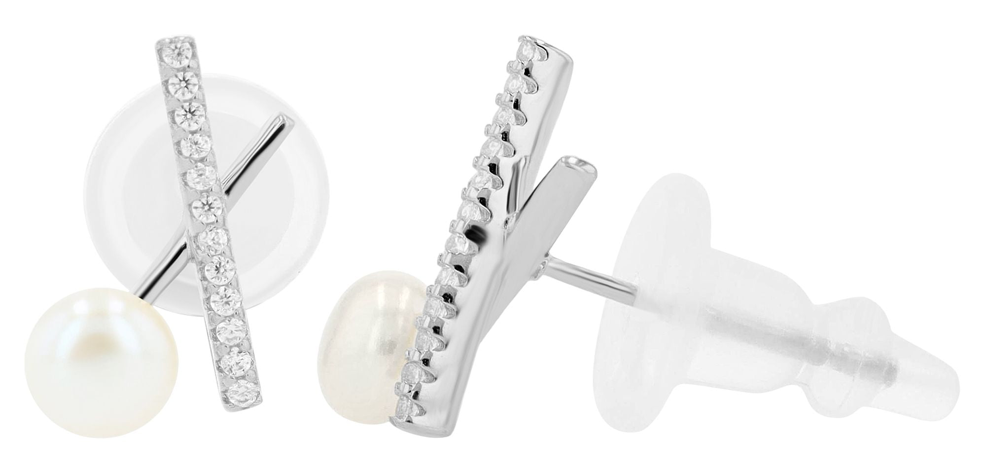 „Lyarell“ – 925er Silber-Ohrstecker mit Zirkonia und Süßwasserperle