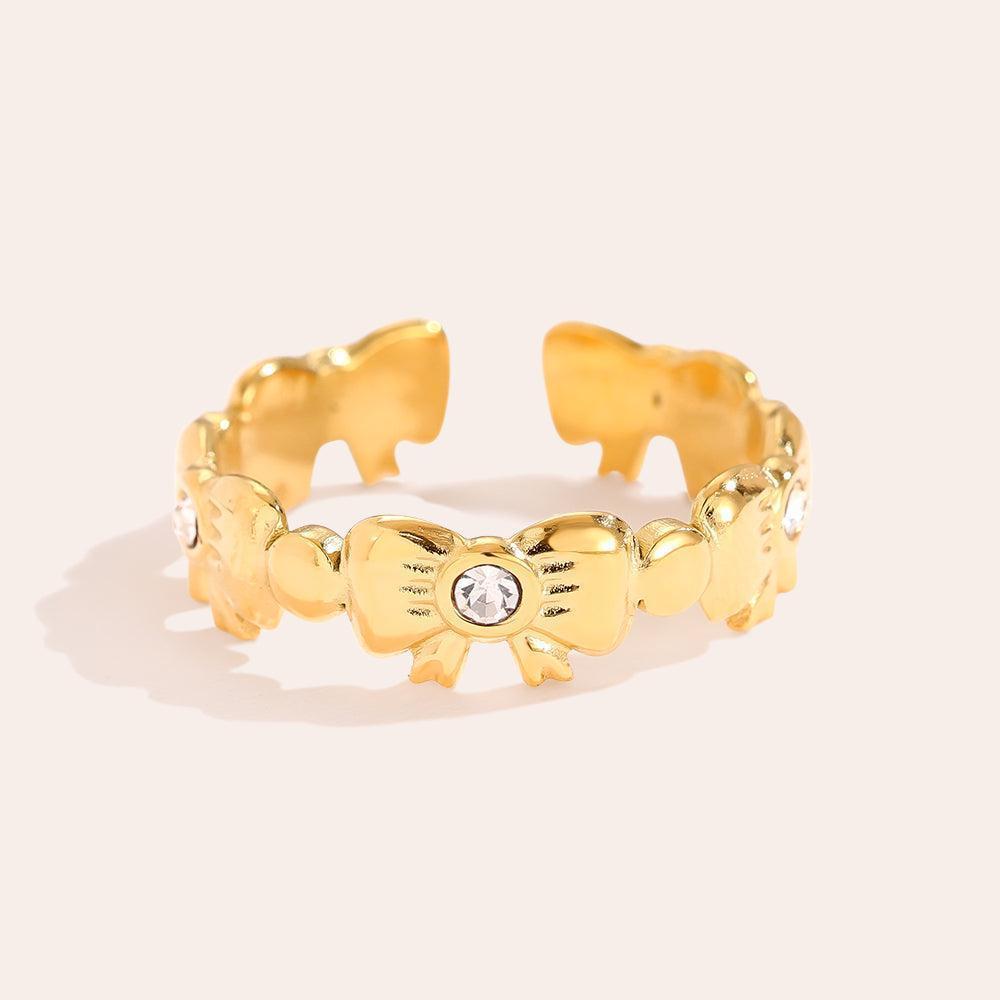 Melilina - Diamond And Bowtie Ring-Goldharmonie
