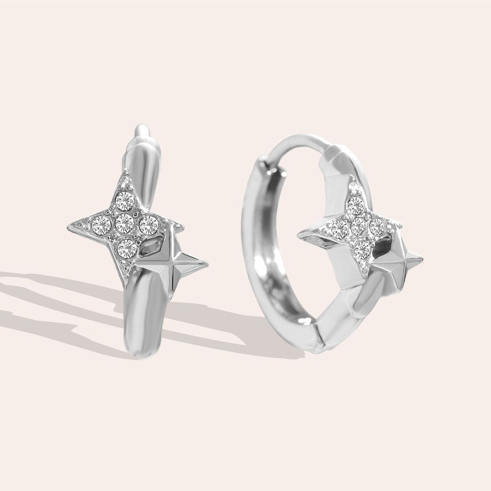 „Meliriva“ Diamond Four-pointed Star Hoop Ohrringe