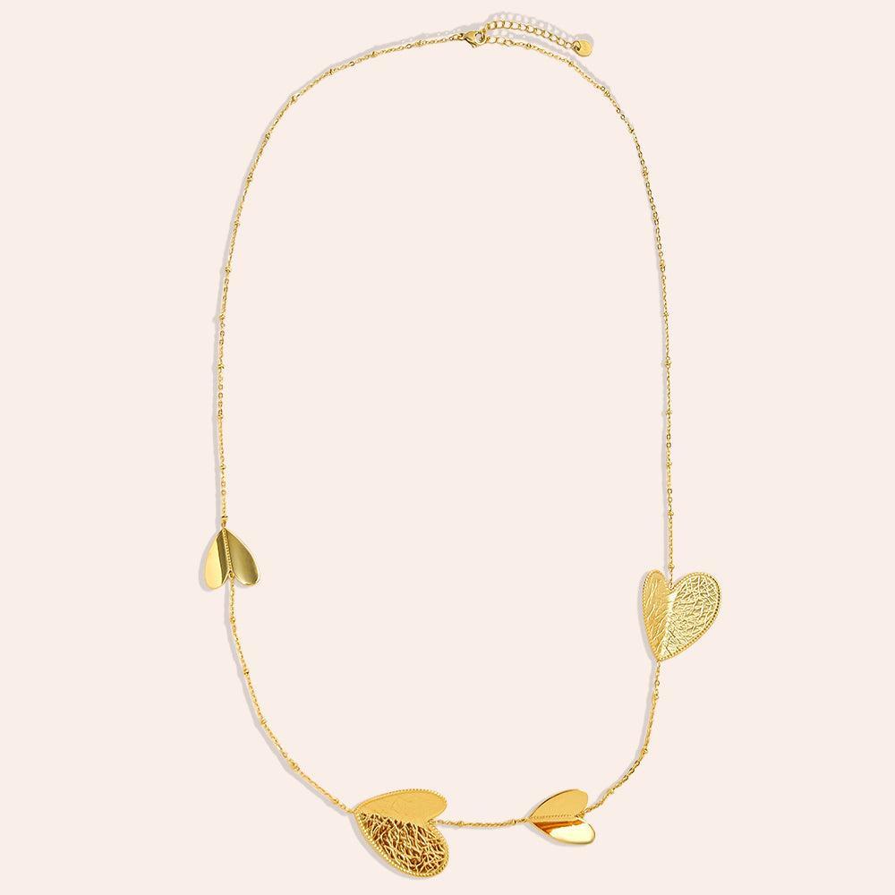 "Melivelara" Various Hearts Edelstahl Halskette-Goldharmonie