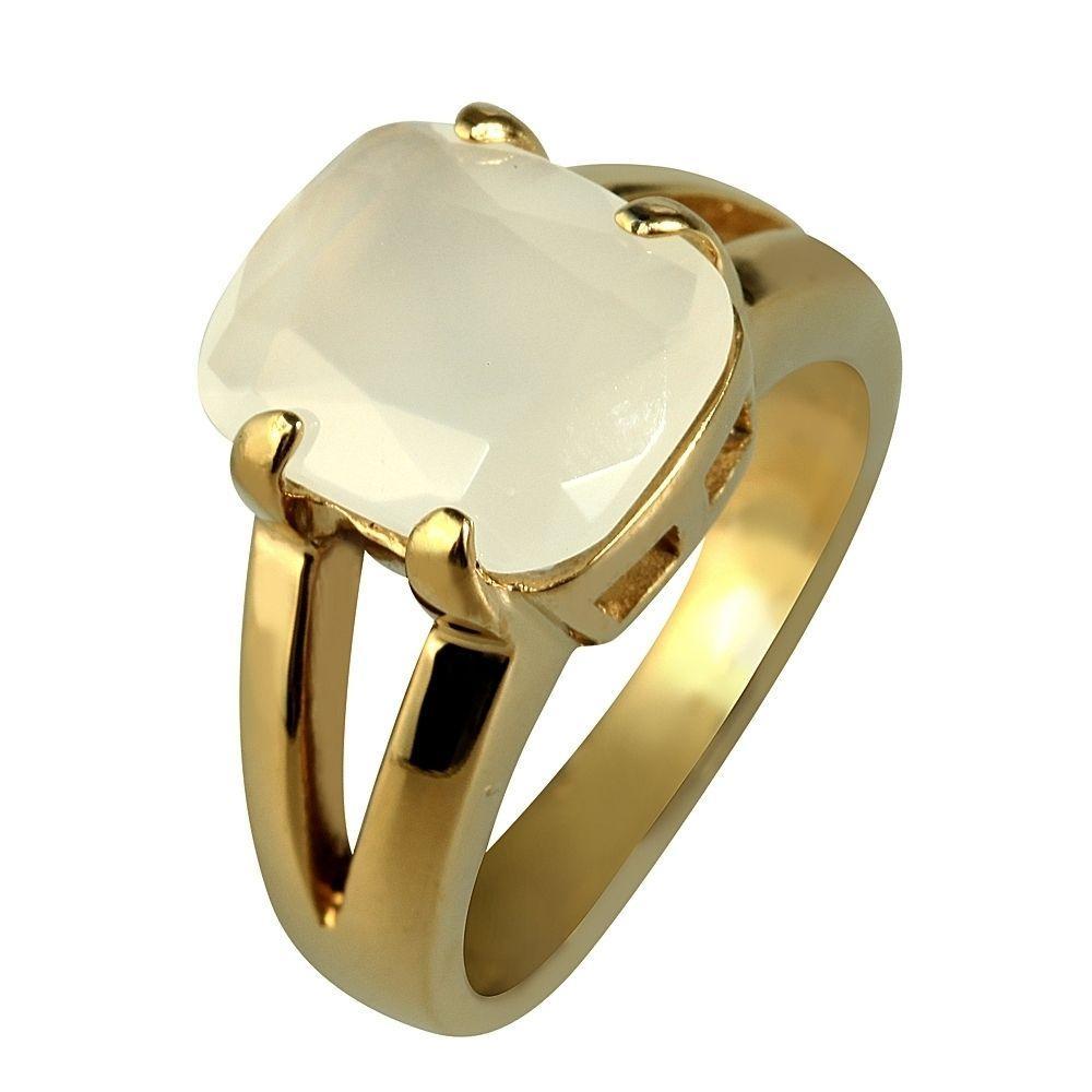 "Meloria" – Goldfarbener Ring mit beigem Steinbesatz