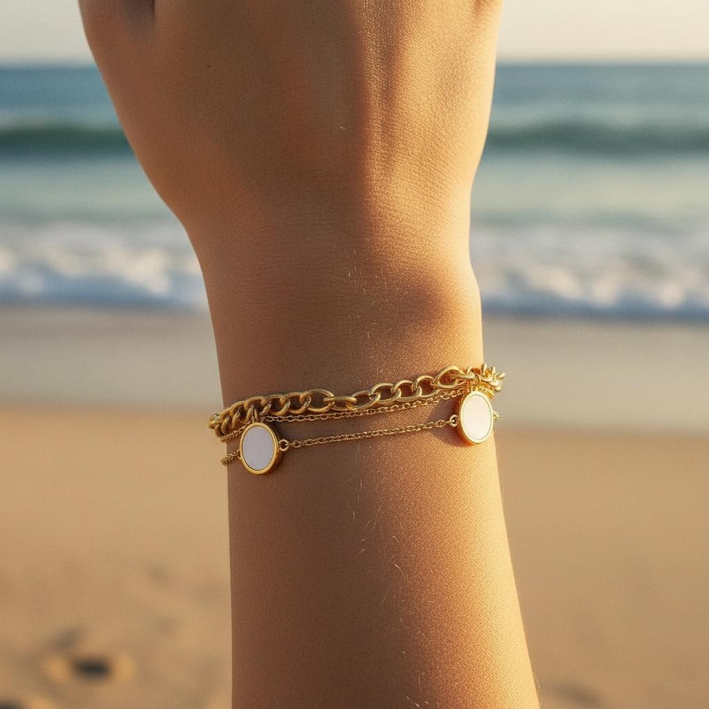 "Miralyn" – Zweireihiges Armband mit Perlmutt-Elementen