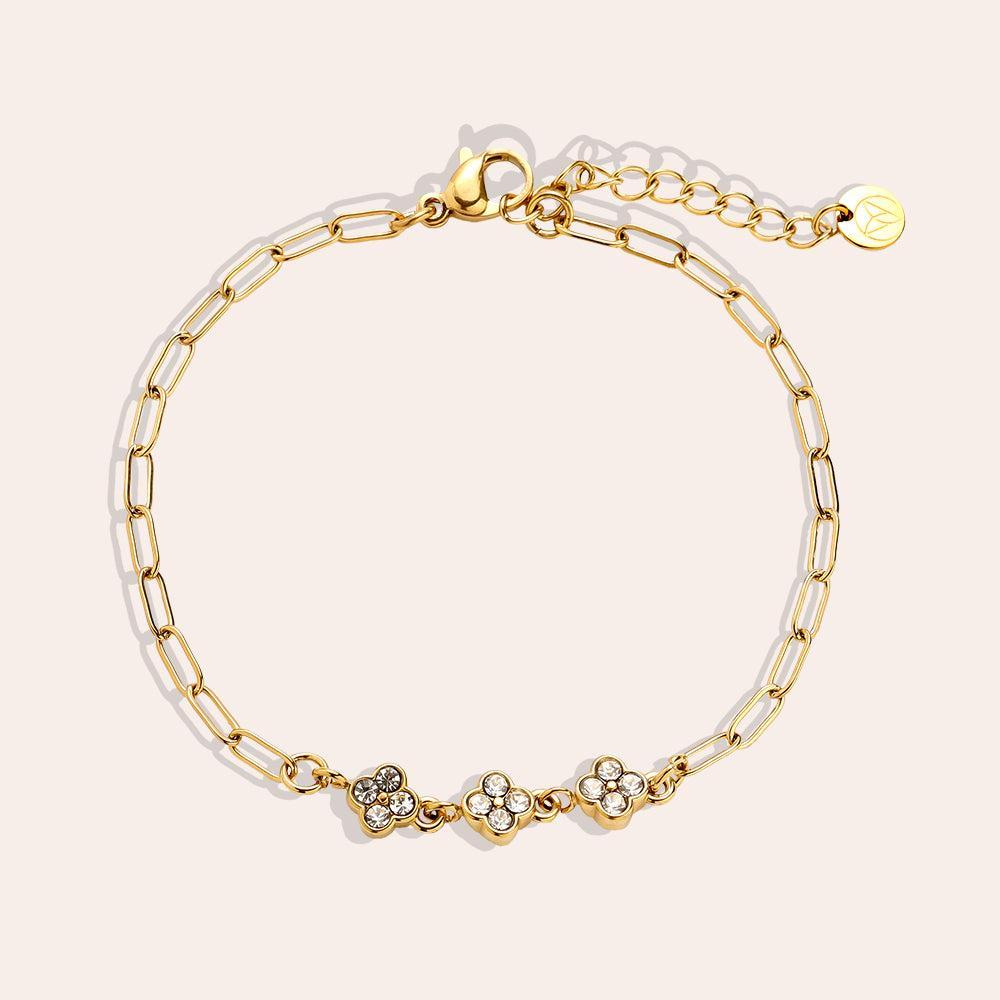„Miranira“ Three Diamond Flowers Armband-Goldharmonie