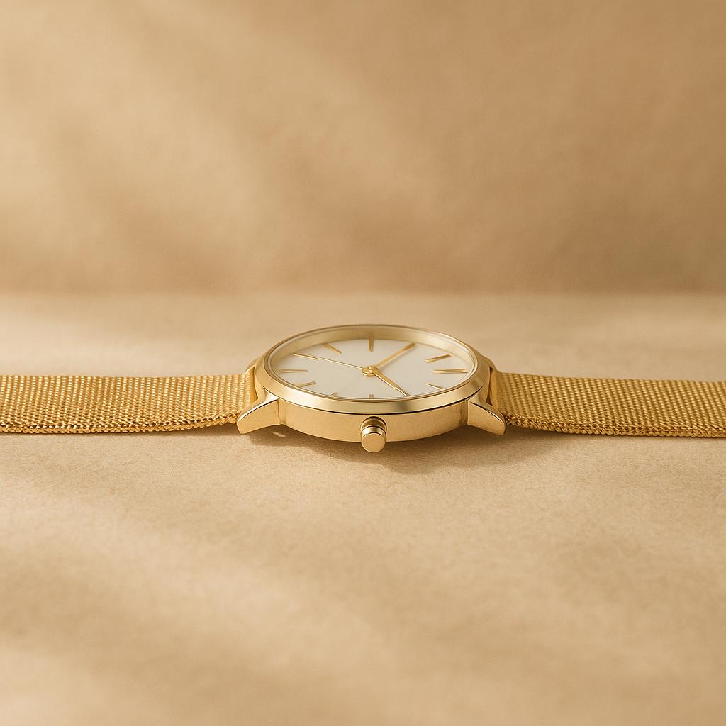 "Mirena" – Damenuhr mit Edelstahl-Meshband und minimalistischer Eleganz