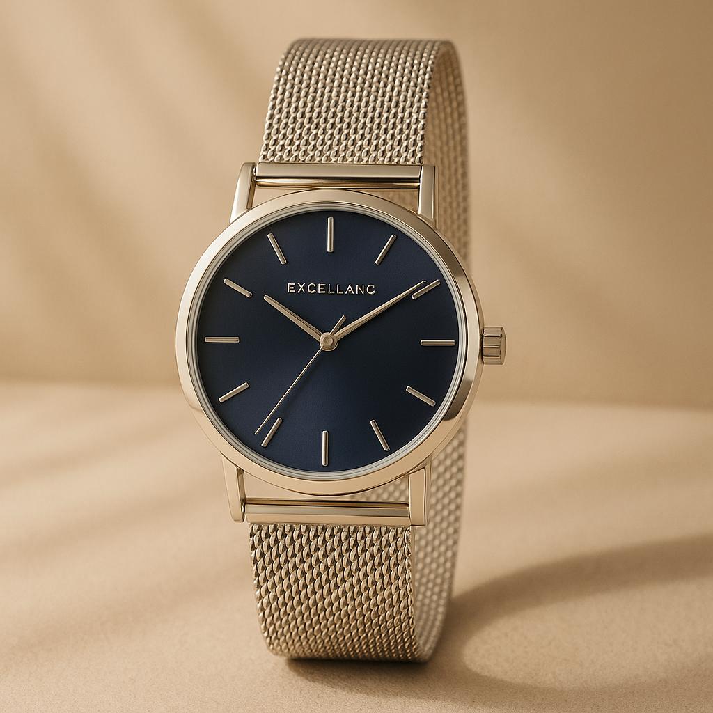 "Mirena" – Damenuhr mit Edelstahl-Meshband und minimalistischer Eleganz