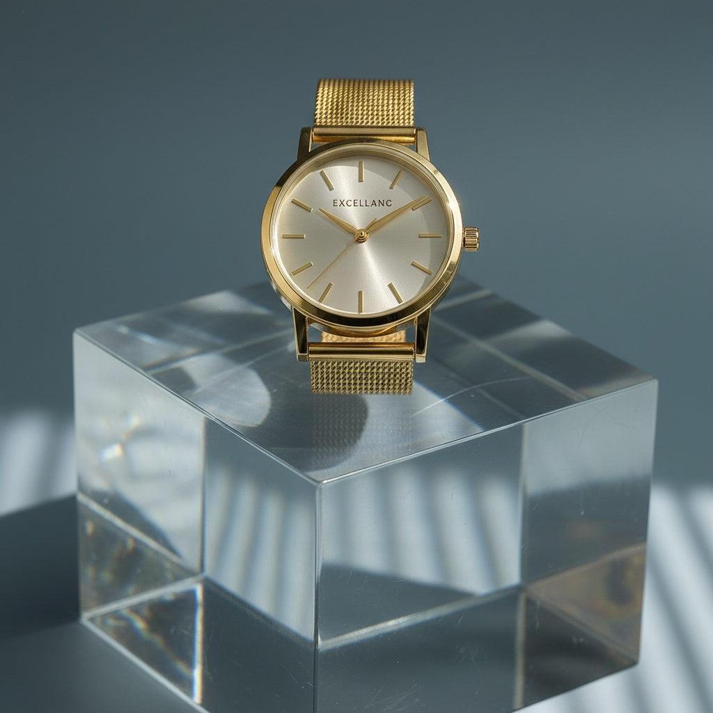 "Mirena" – Damenuhr mit Edelstahl-Meshband und minimalistischer Eleganz