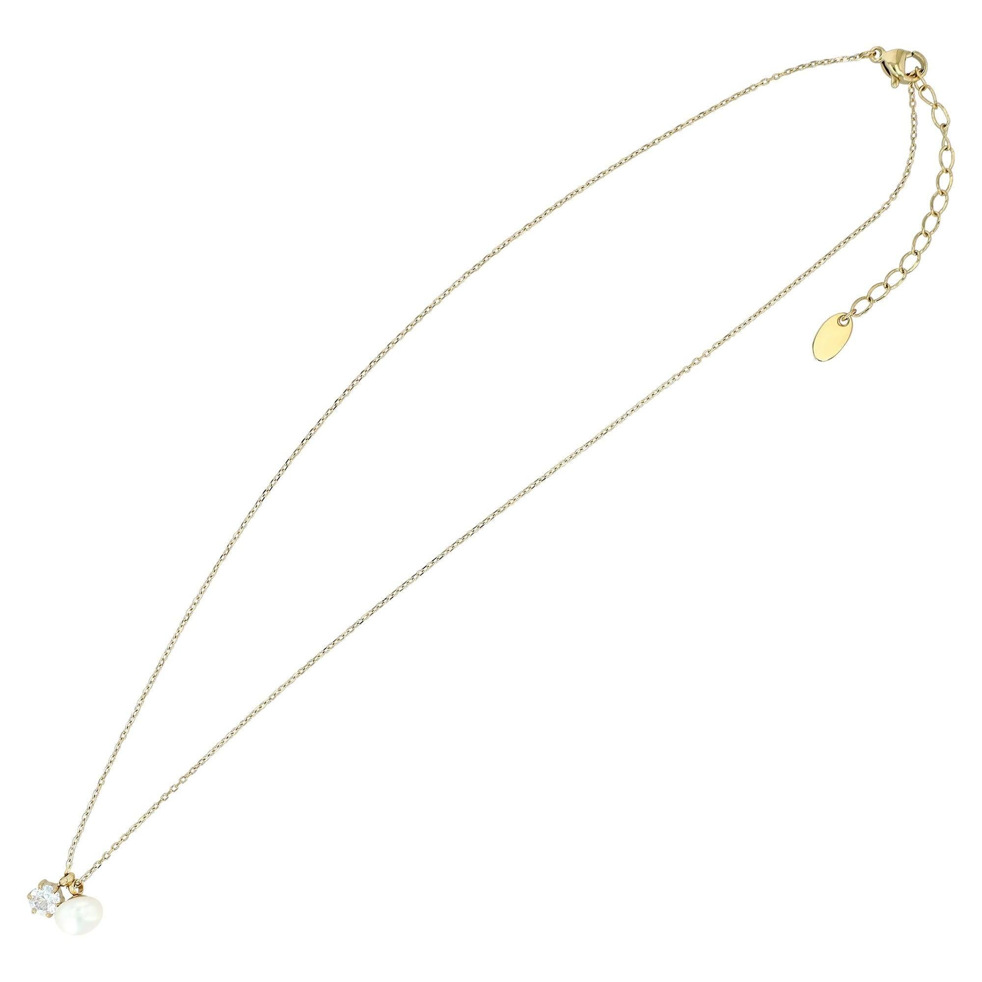 "Nalani" – Goldfarbene Halskette mit Süßwasserperle & Zirkonia