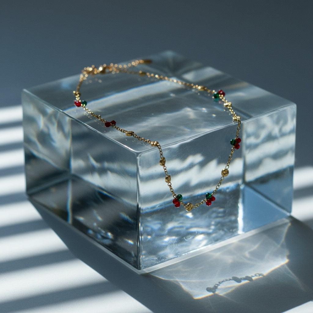 "Naviara" Mini Cherry And Plate Edelstahl Halskette