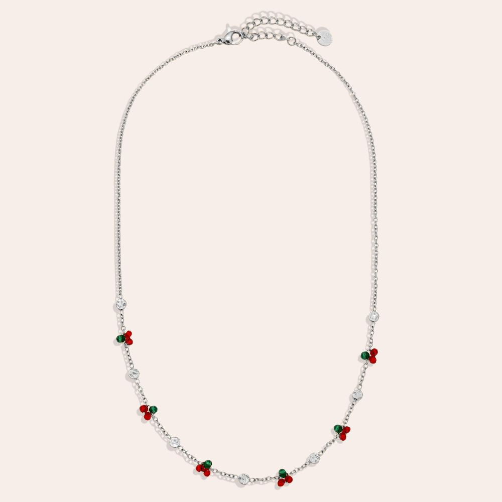 "Naviara" Mini Cherry And Plate Edelstahl Halskette
