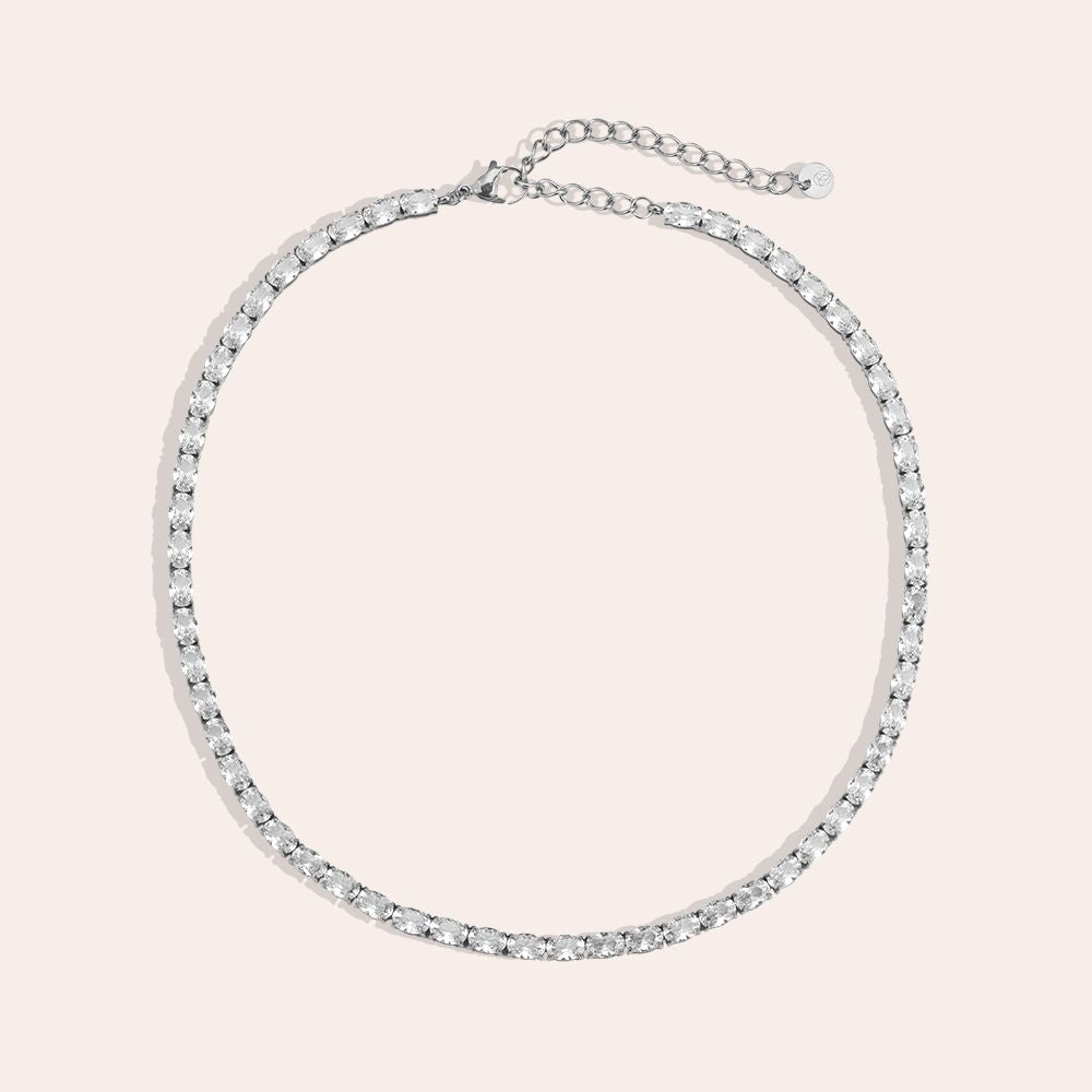 "Naviariahe" Oval Diamond Chain Edelstahl Halskette