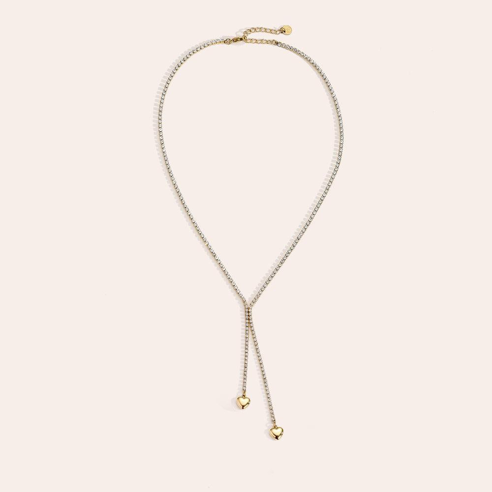 "Navinaraina" Two Hearts In Diamond Chain Edelstahl Halskette-Goldharmonie