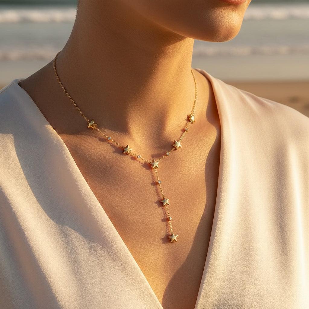 "Naviraia" Chained Stars Diamond Edelstahl Halskette