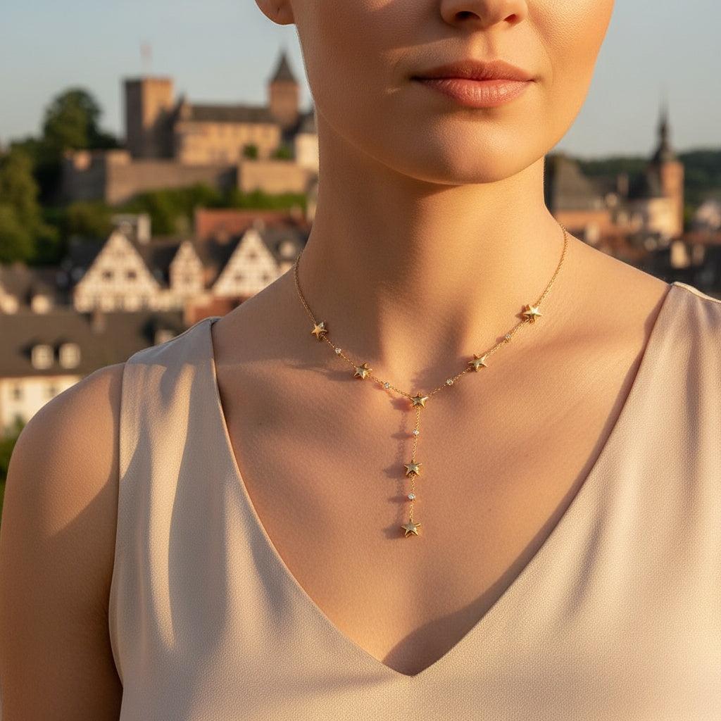 "Naviraia" Chained Stars Diamond Edelstahl Halskette