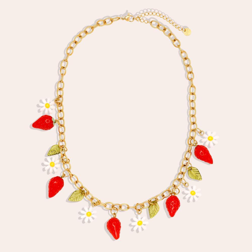 "Nayaessayne" Strawberry Fun Edelstahl Halskette-Goldharmonie
