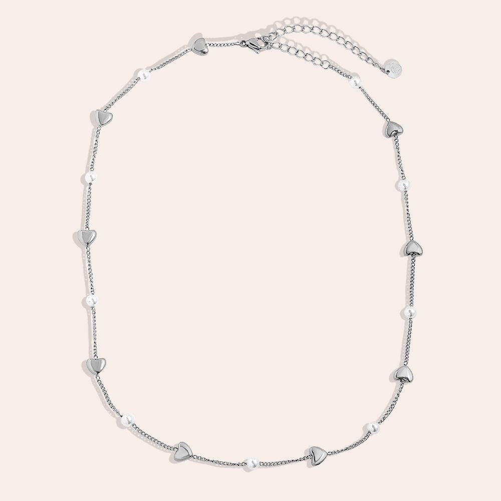 "Nayanoraya" Small Hearts Pearl Edelstahl Halskette