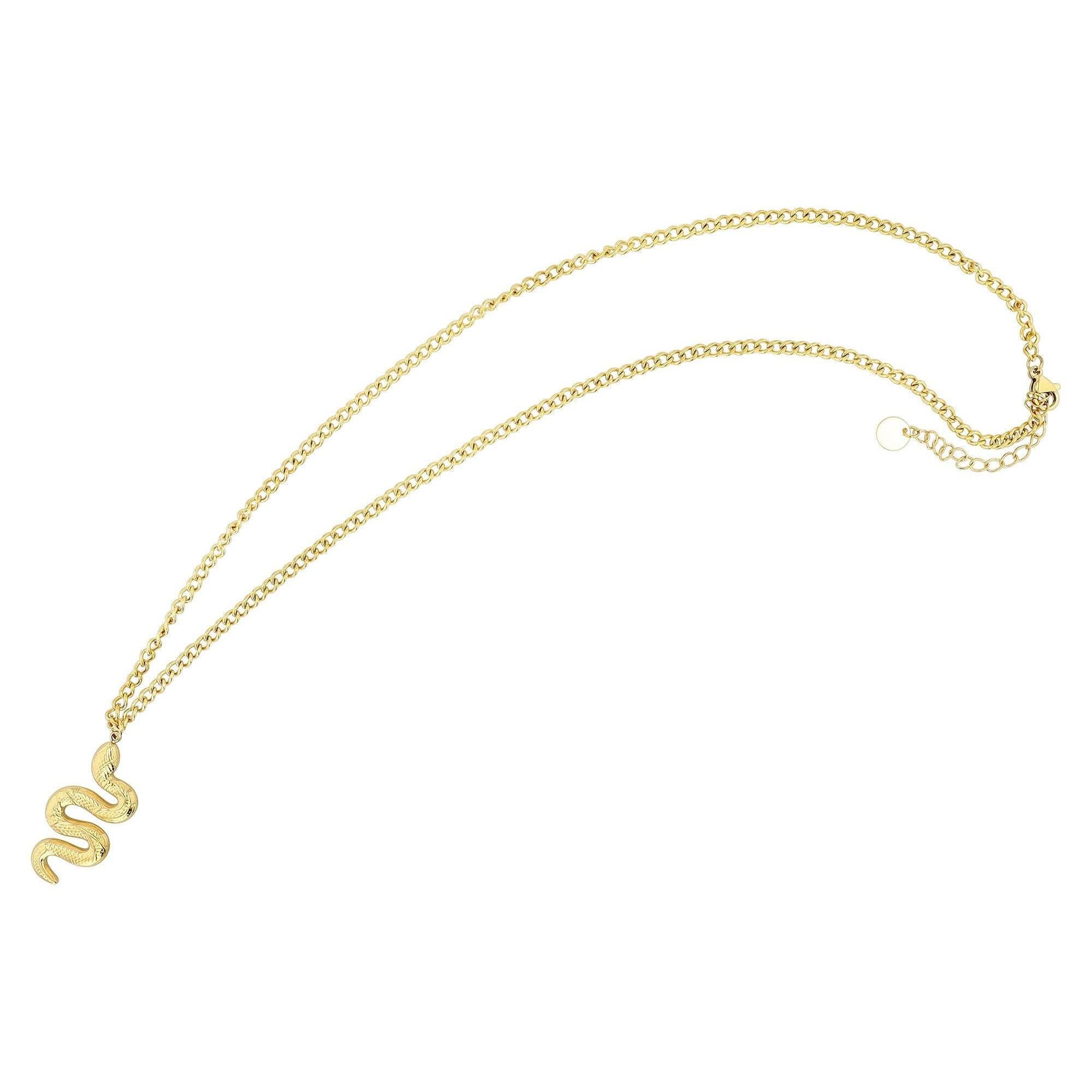 "Nayomi" – Zweiteilige goldfarbene Layering-Kette mit Schlangenanhänger
