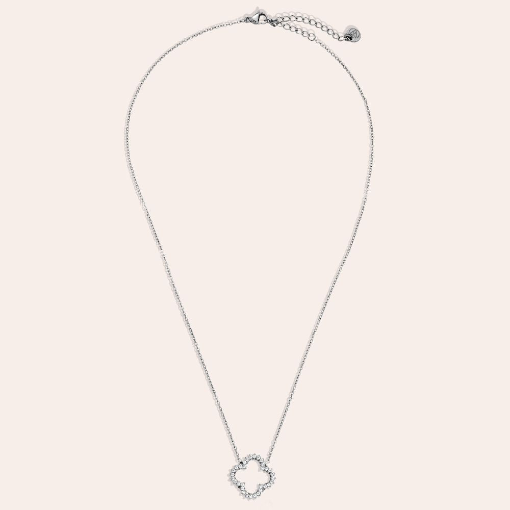 "Noavarayne" Hollow Diamond Lucky Flower Edelstahl Halskette