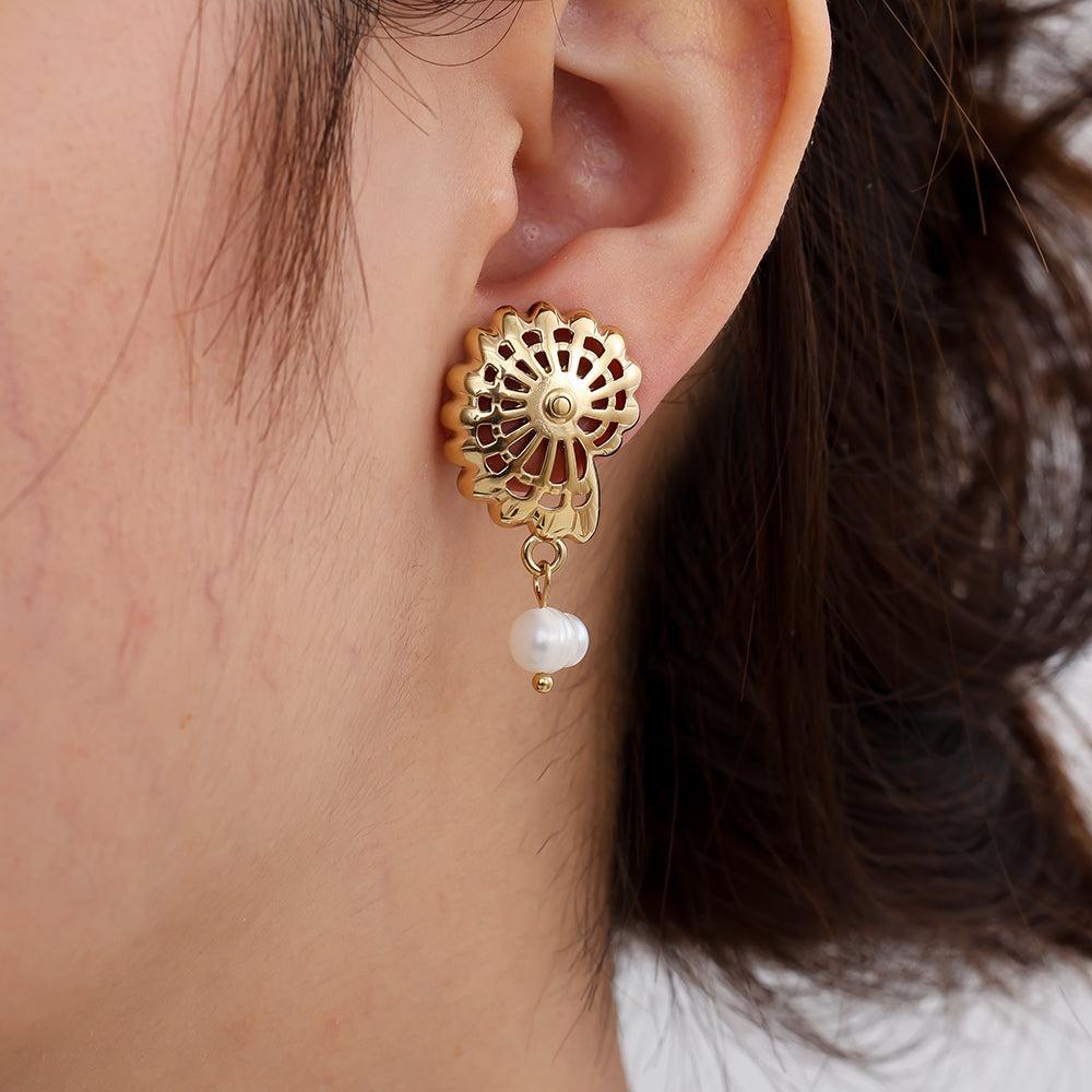 „Noravera“ Snail Turtle And Pearl Ohrringe