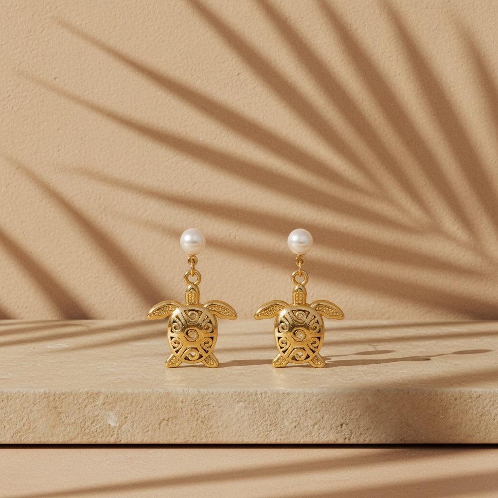 „Noravera“ Snail Turtle And Pearl Ohrringe