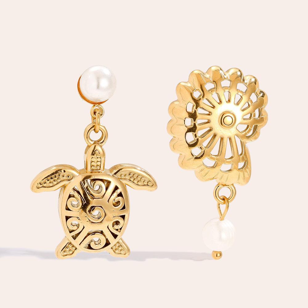 „Noravera“ Snail Turtle And Pearl Ohrringe-Goldharmonie