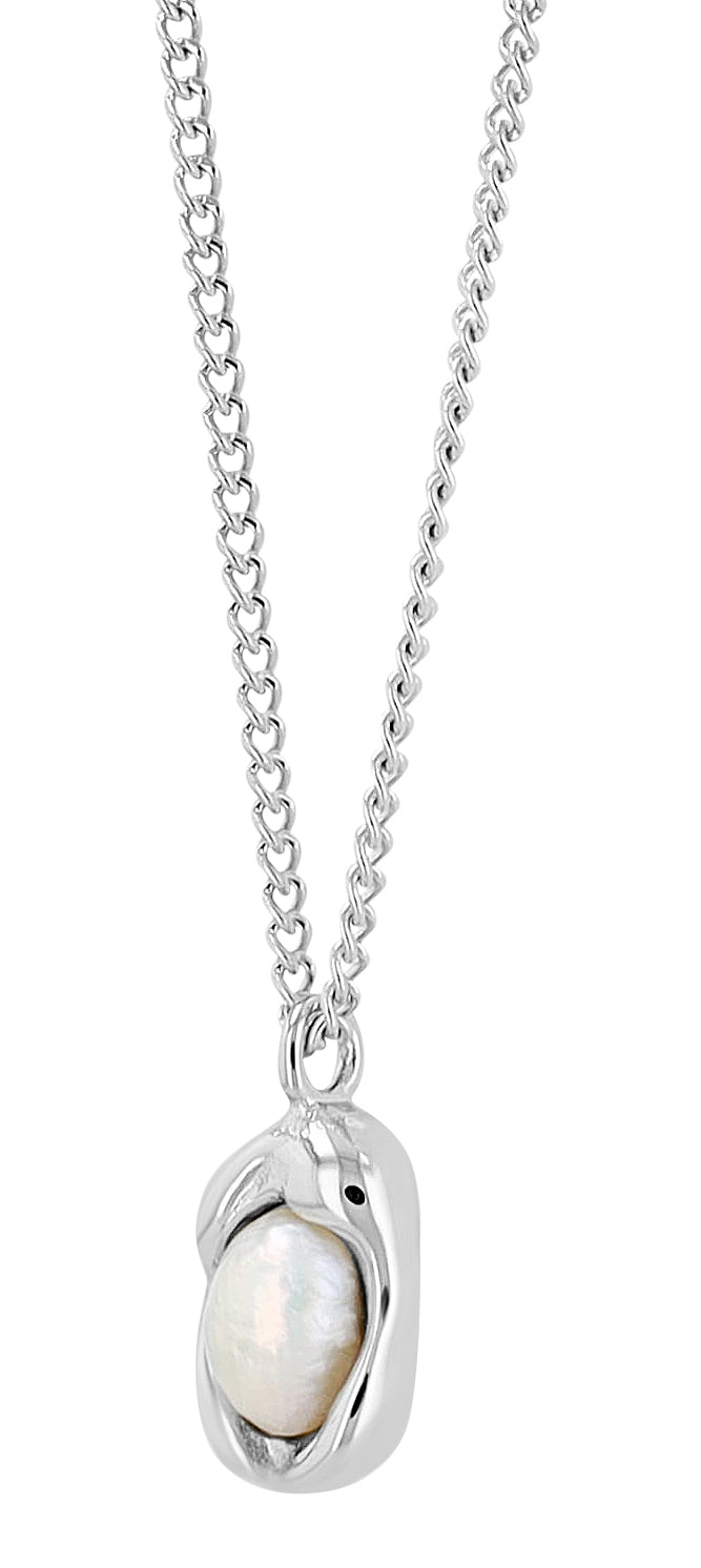 „Norella“ – Edelstahlkette mit beweglichem Anhänger & Süßwasserperle, 41 + 4,5 cm