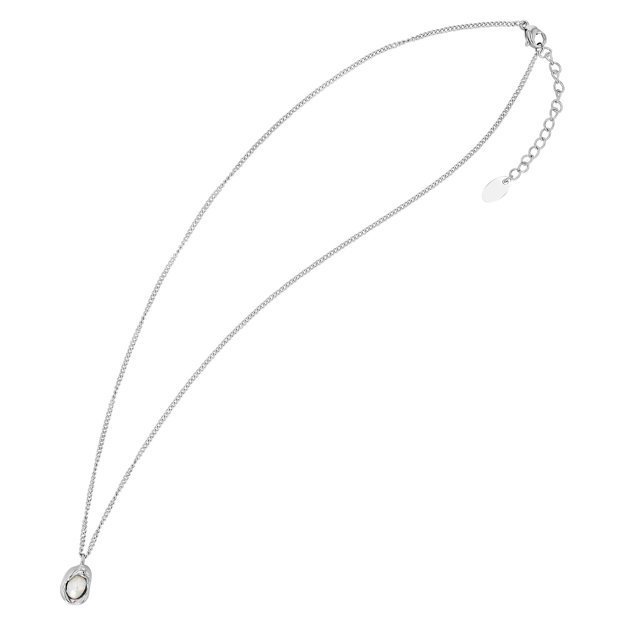 „Norella“ – Edelstahlkette mit beweglichem Anhänger & Süßwasserperle, 41 + 4,5 cm