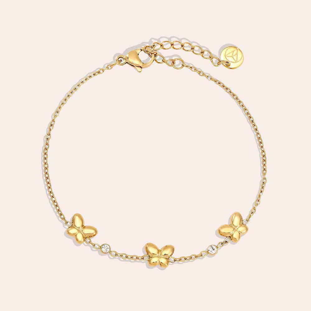 „Novilin“ Butterfly And Diamond Dots Armband-Goldharmonie