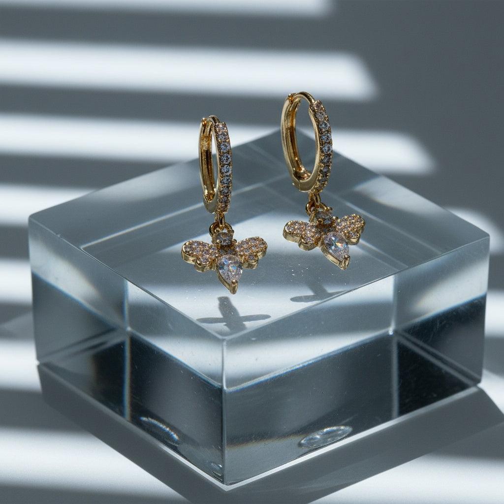„Olialira“ Diamond Dragonfly Vergoldete Ohrringe