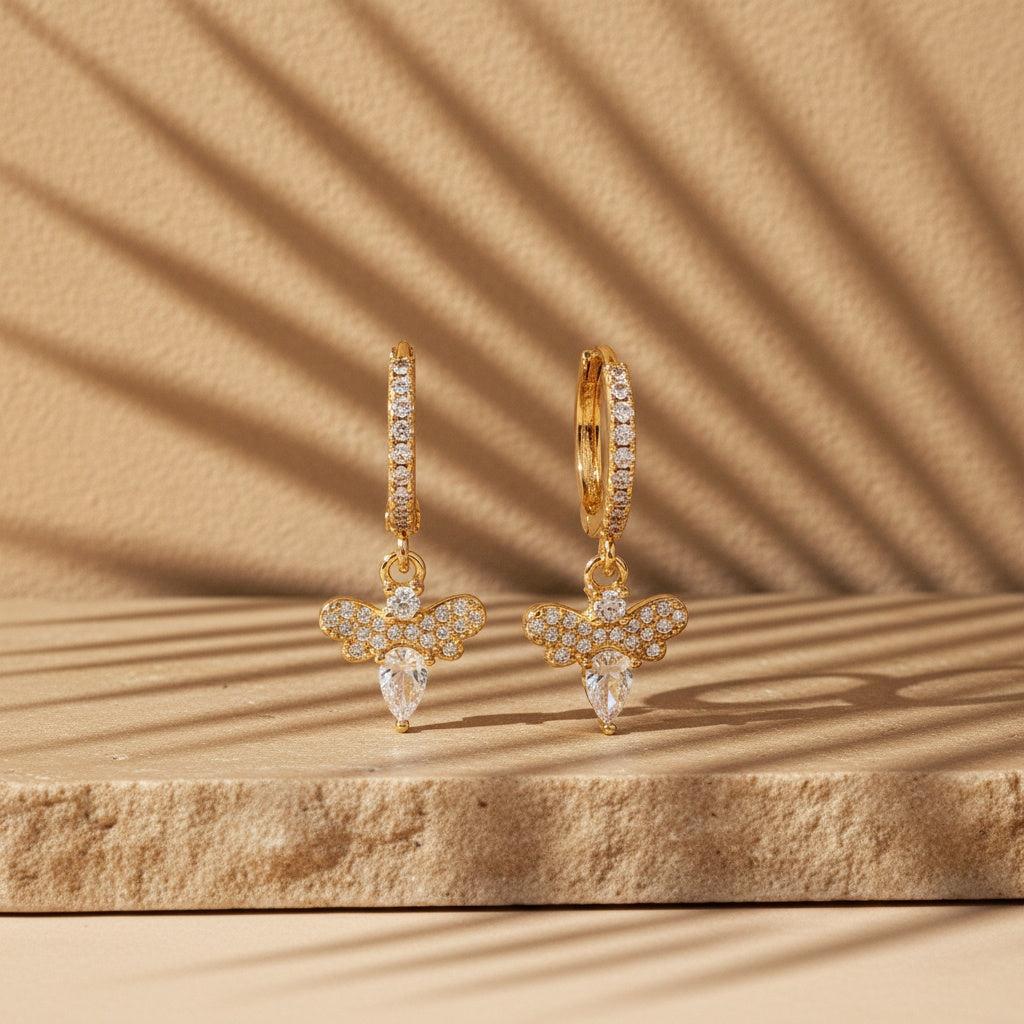 „Olialira“ Diamond Dragonfly Vergoldete Ohrringe