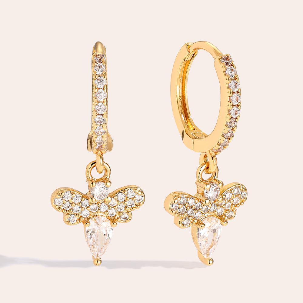 „Olialira“ Diamond Dragonfly Vergoldete Ohrringe-Goldharmonie