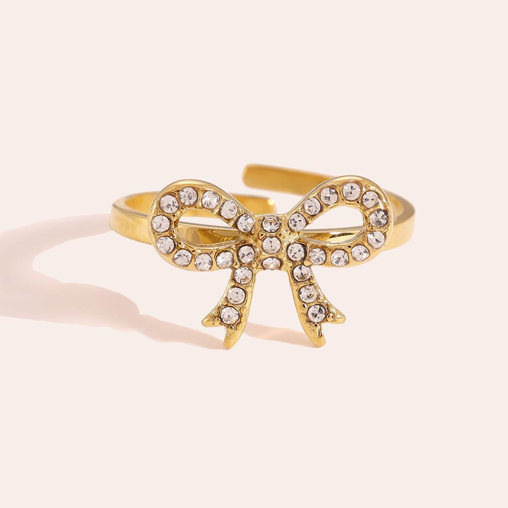 Oliavera - Bowtie With Diamonds Ring-Goldharmonie