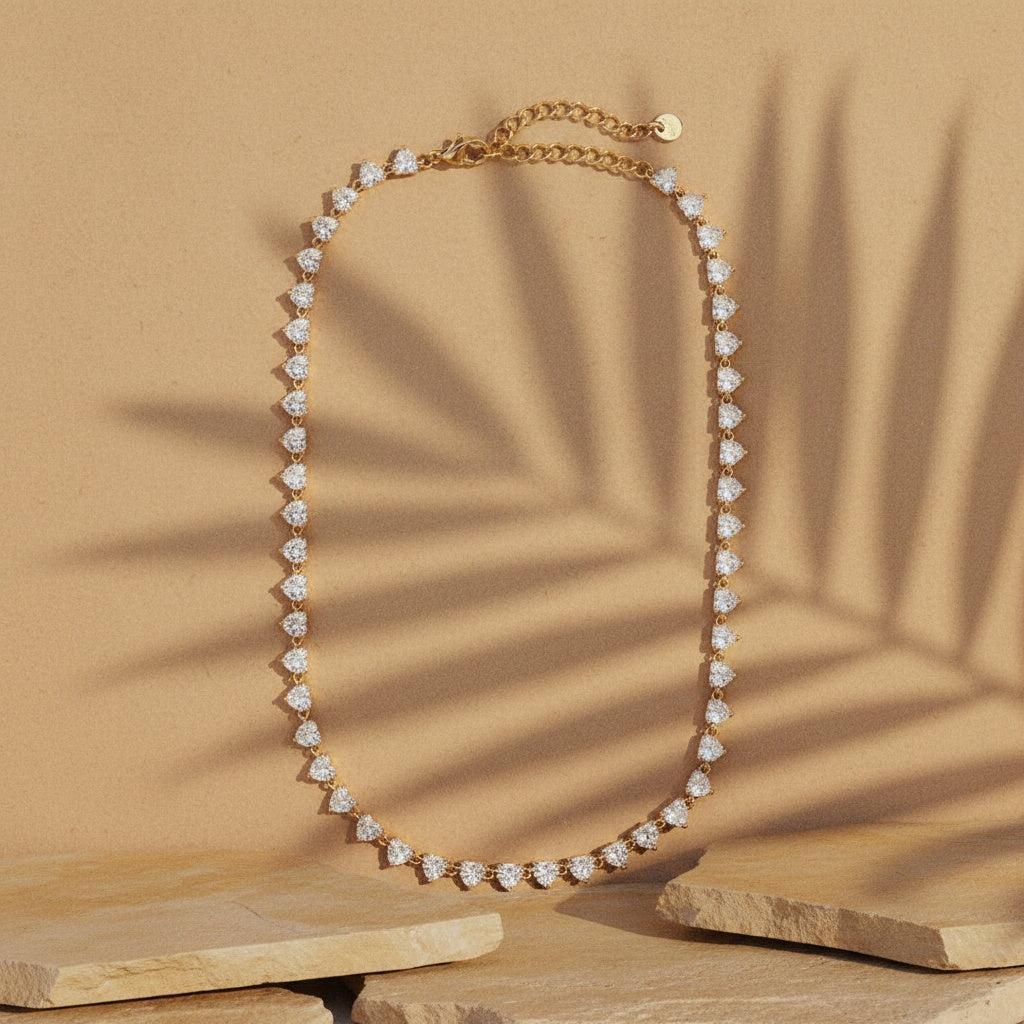 "Orialeieva" Diamond Hearts Chain Edelstahl Halskette