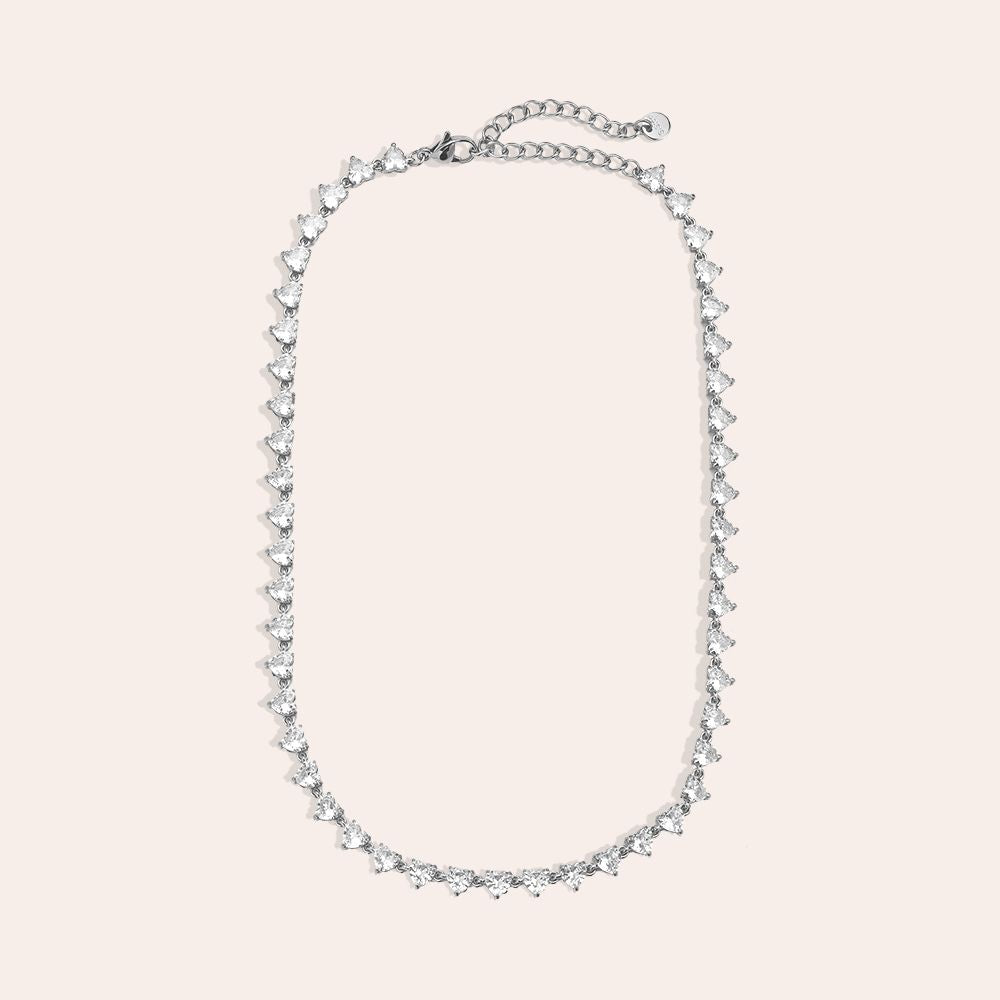 "Orialeieva" Diamond Hearts Chain Edelstahl Halskette