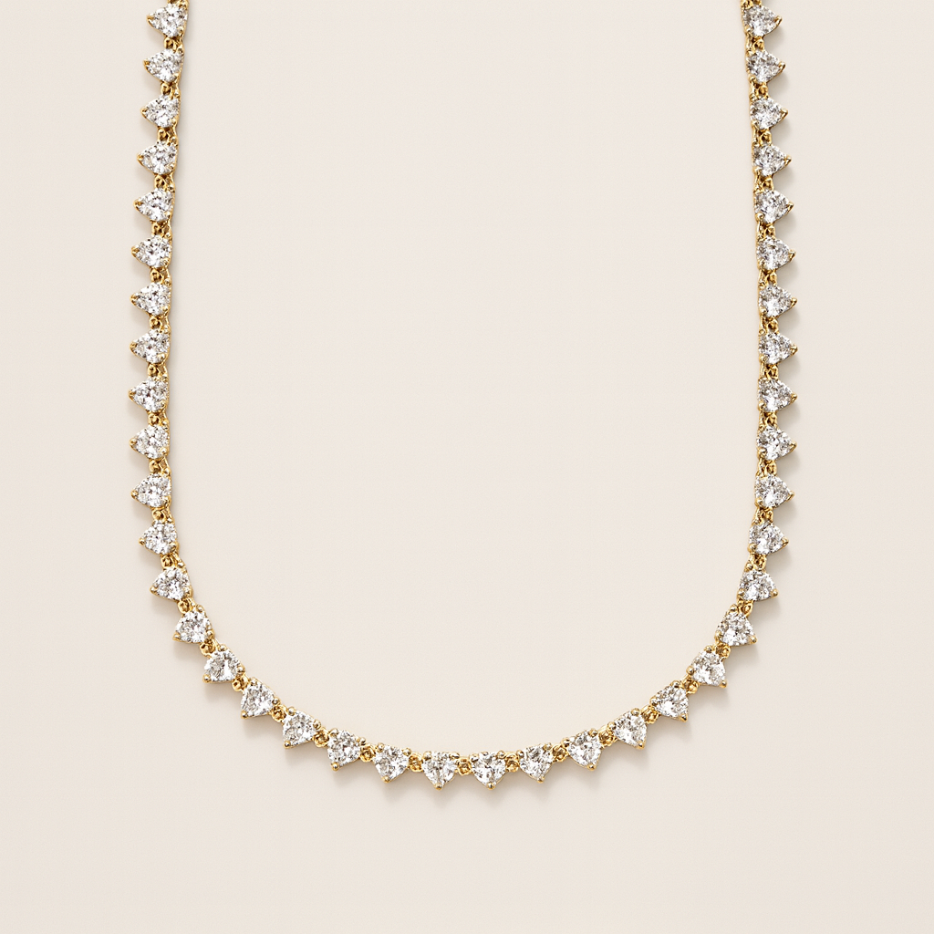 "Orialeieva" Diamond Hearts Chain Edelstahl Halskette