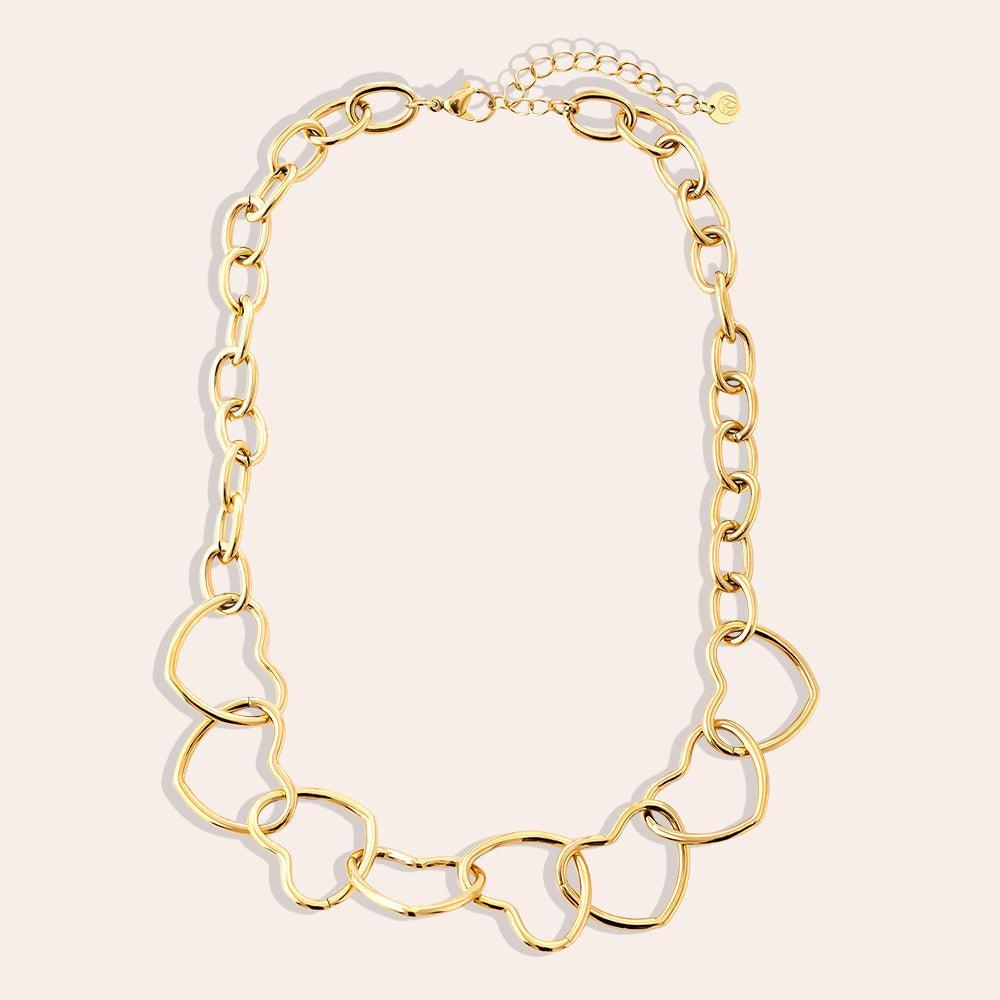 "Orilaya" Hearts Chain Edelstahl Halskette-Goldharmonie