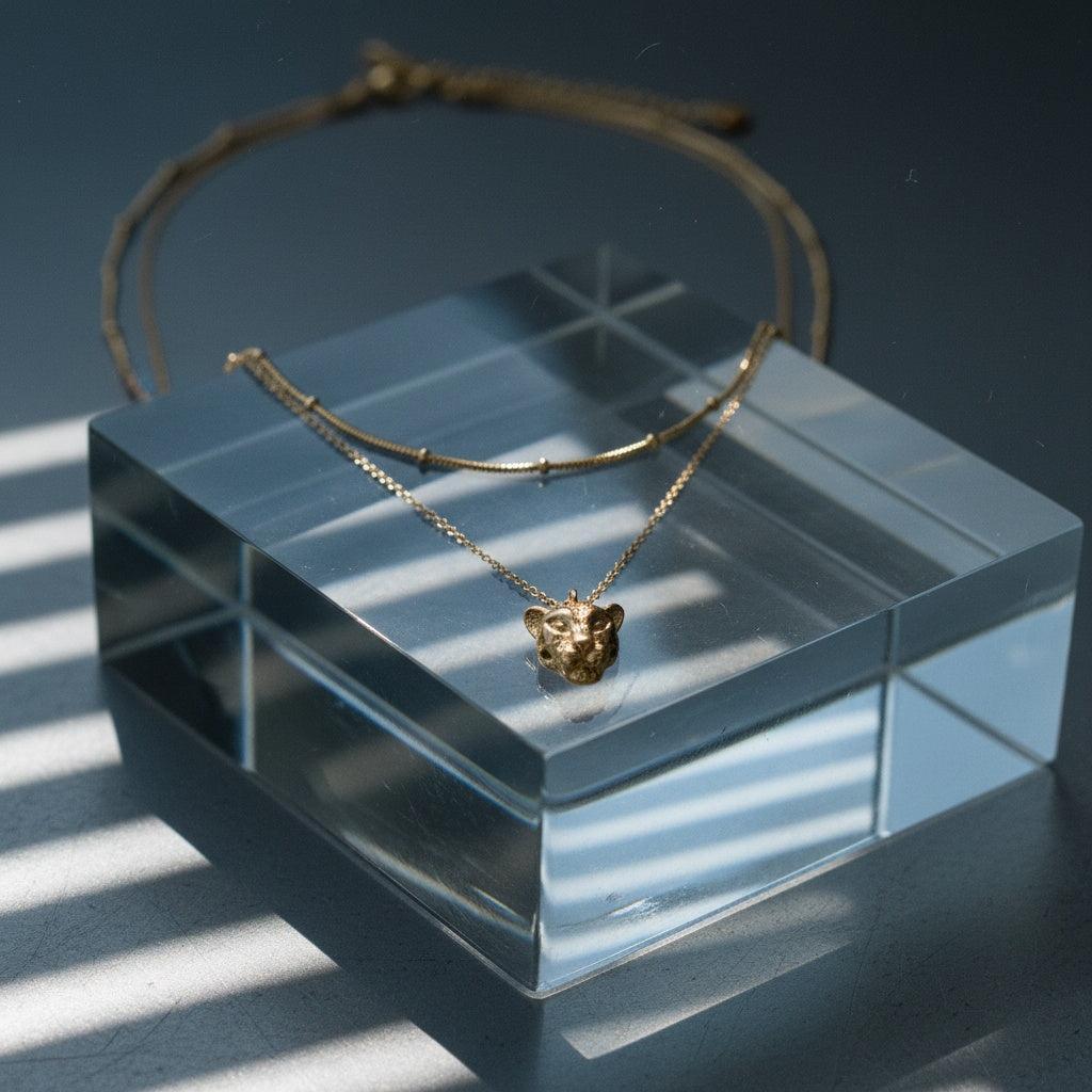 "Oriveleva" Two Layer Leopard Head With Diamond Edelstahl Halskette