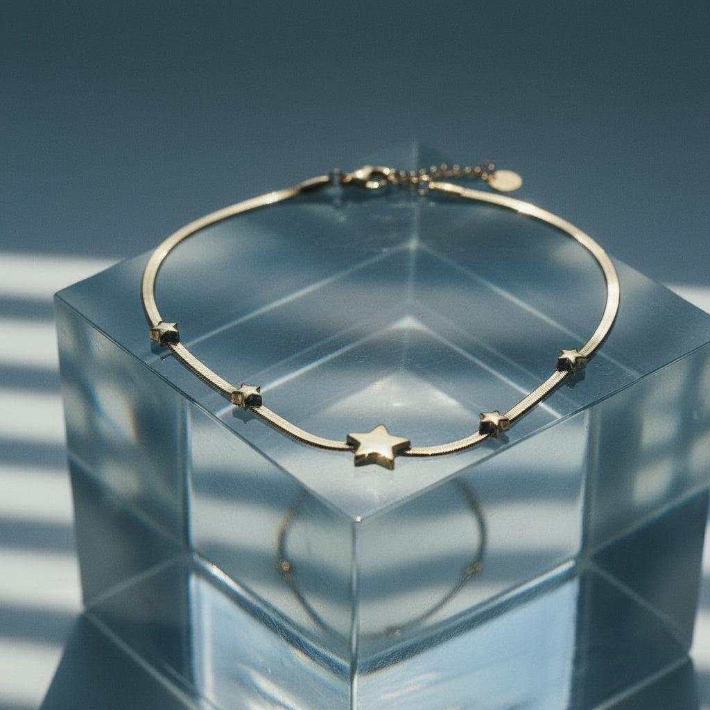 "Rinavellyn" Stars In Snake Chain Edelstahl Halskette