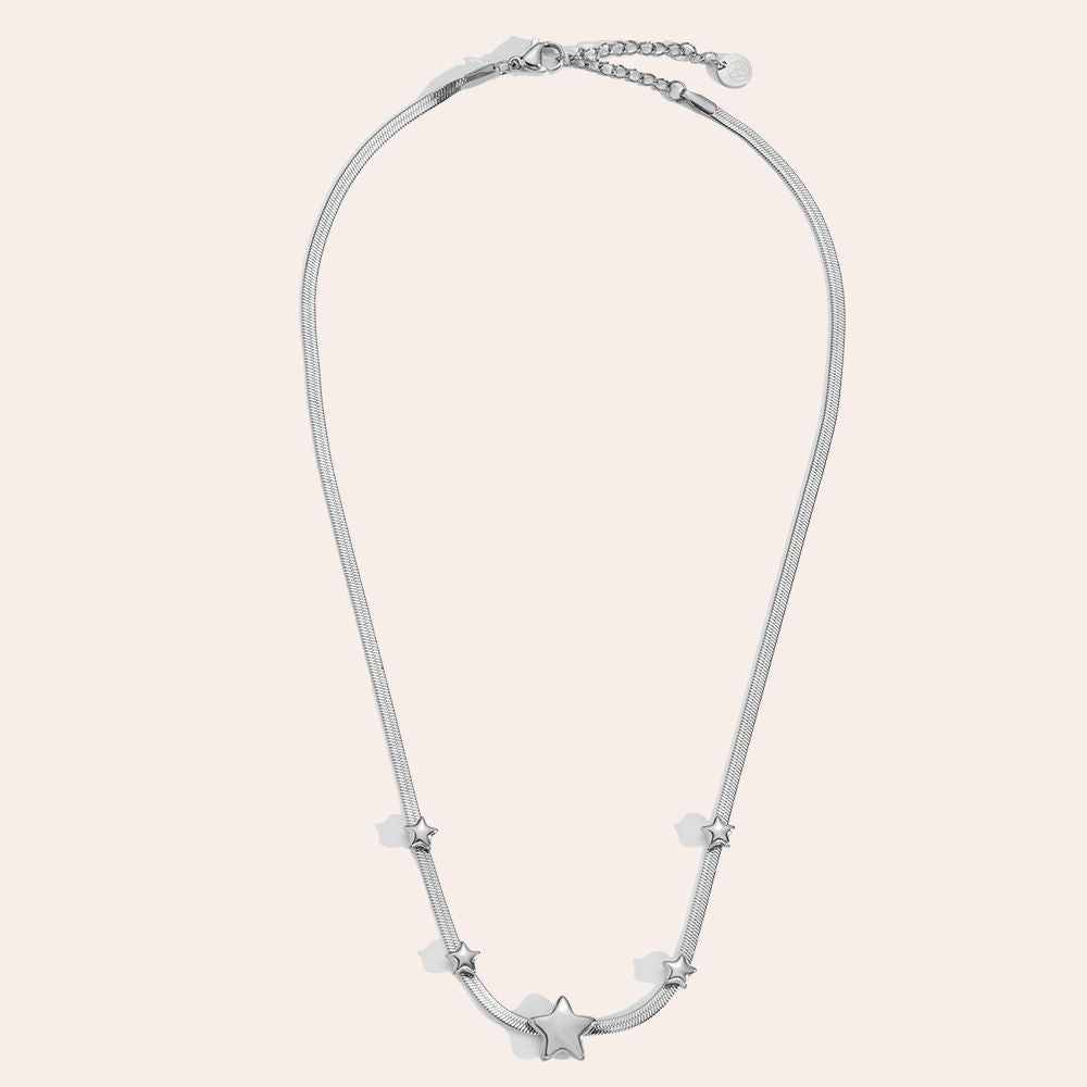 "Rinavellyn" Stars In Snake Chain Edelstahl Halskette
