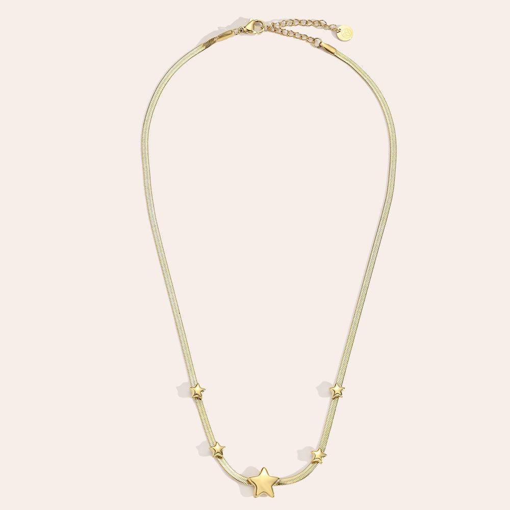 "Rinavellyn" Stars In Snake Chain Edelstahl Halskette-Goldharmonie