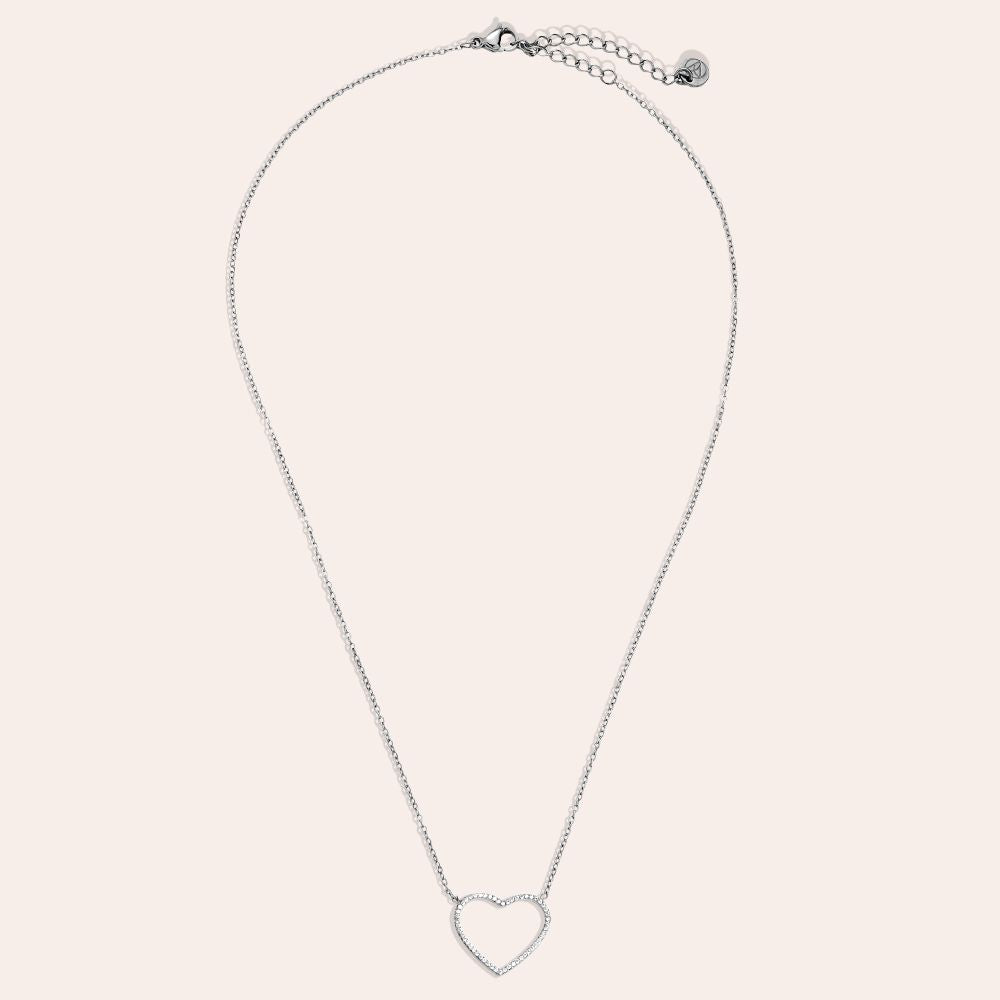 "Rinayalyn" Tiny Diamonds Hollow Heart Edelstahl Halskette