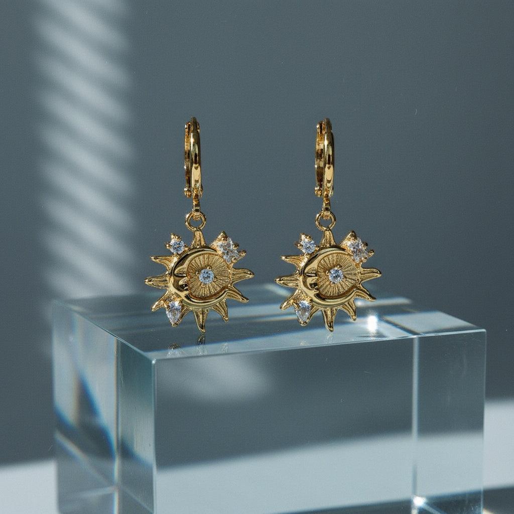 „Savilin“ Fancy Moon Star Vergoldete Ohrringe